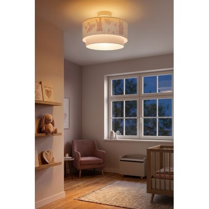 Brilagi - LED dziecięcy przysufitowy żyrandol BOBO 1xE27/10W/230V Ø 40 cm kremowy/szary/króliczki
