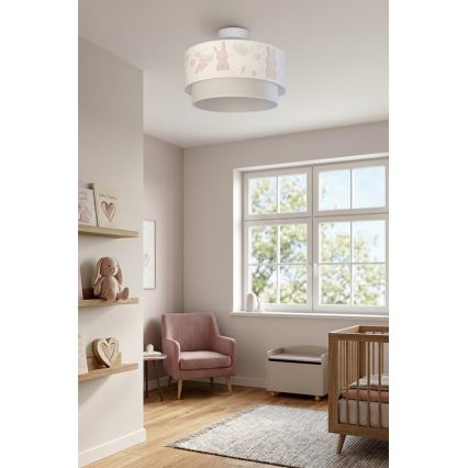 Brilagi - LED dziecięcy przysufitowy żyrandol BOBO 1xE27/10W/230V Ø 40 cm kremowy/szary/króliczki