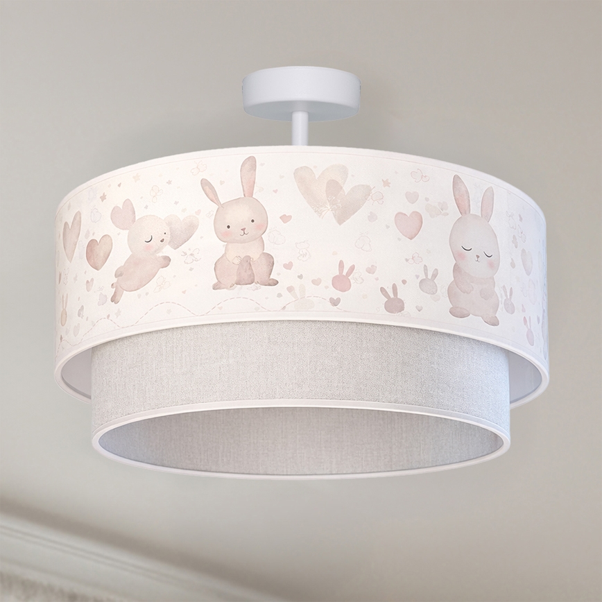Brilagi - LED dziecięcy przysufitowy żyrandol BOBO 1xE27/10W/230V Ø 40 cm kremowy/szary/króliczki