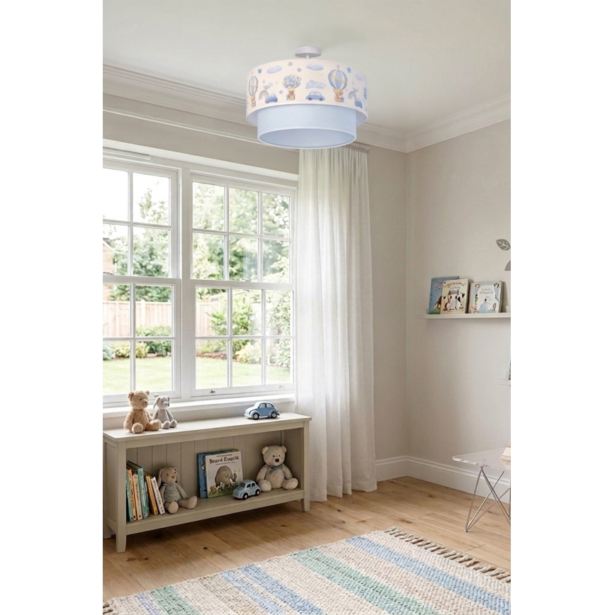 Brilagi - LED Dziecięcy Przysufitowy żyrandol BOBO 1xE27/10W/230V Ø 40 cm kremowy/niebieski/z motywem misiów