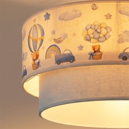 Brilagi - LED Dziecięcy Przysufitowy żyrandol BOBO 1xE27/10W/230V Ø 40 cm kremowy/niebieski/z motywem misiów