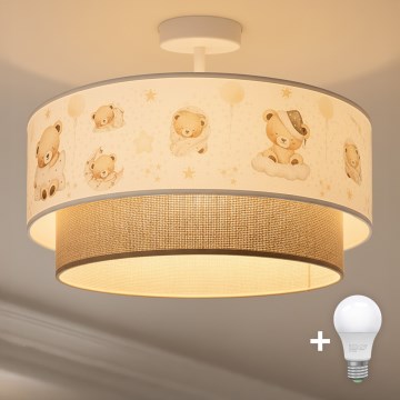 Brilagi - LED dziecięcy przysufitowy żyrandol BOBO 1xE27/60W/230V śr. 40 cm biały/beżowy/misie