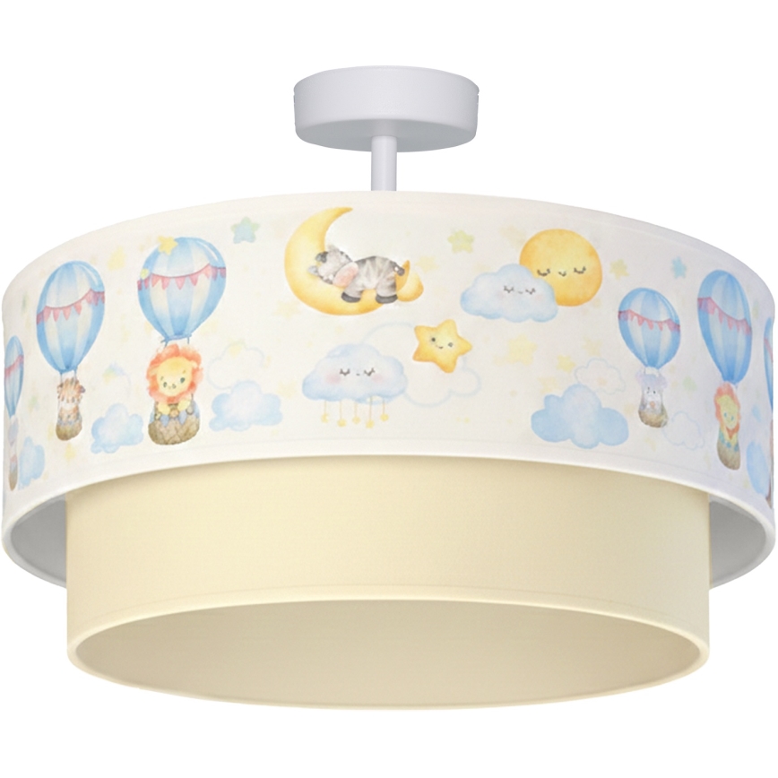 Brilagi - LED dziecięcy przysufitowy żyrandol BOBO 1xE27/60W/230V śr. 40 cm biały/beżowy/ze wzorem zwierzątek