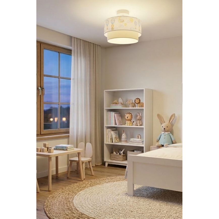 Brilagi - LED dziecięcy przysufitowy żyrandol BOBO 1xE27/60W/230V śr. 40 cm biały/beżowy/ze wzorem zwierzątek