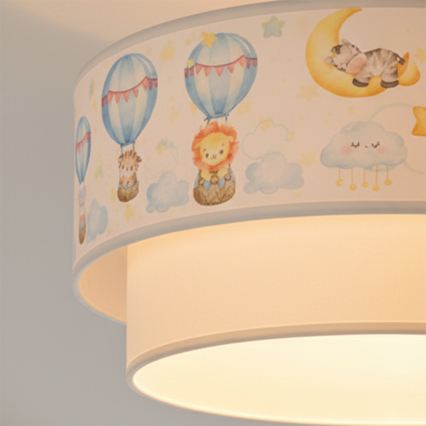 Brilagi - LED dziecięcy przysufitowy żyrandol BOBO 1xE27/60W/230V śr. 40 cm biały/beżowy/ze wzorem zwierzątek