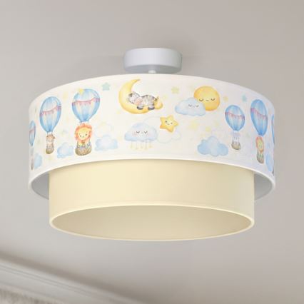 Brilagi - LED dziecięcy przysufitowy żyrandol BOBO 1xE27/60W/230V śr. 40 cm biały/beżowy/ze wzorem zwierzątek