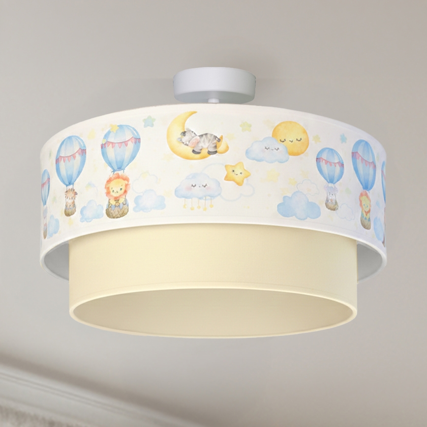 Brilagi - LED dziecięcy przysufitowy żyrandol BOBO 1xE27/60W/230V śr. 40 cm biały/beżowy/ze wzorem zwierzątek