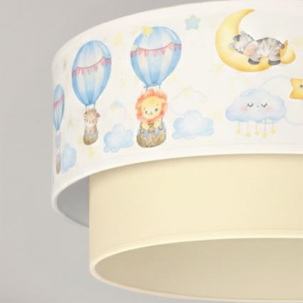 Brilagi - LED dziecięcy przysufitowy żyrandol BOBO 1xE27/60W/230V śr. 40 cm biały/beżowy/ze wzorem zwierzątek