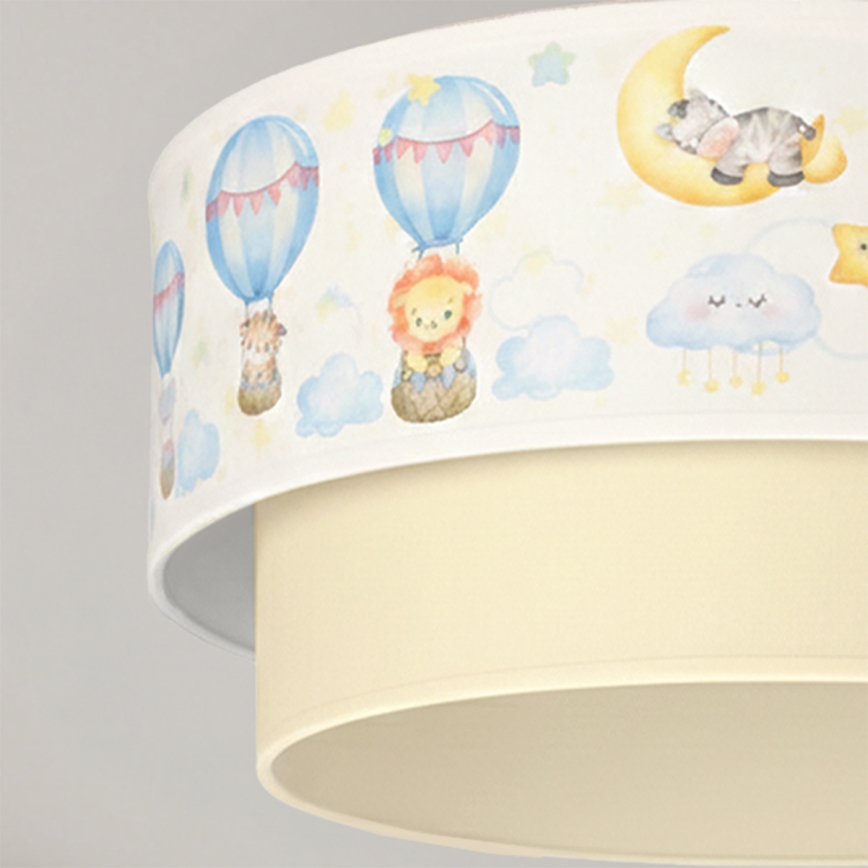 Brilagi - LED dziecięcy przysufitowy żyrandol BOBO 1xE27/60W/230V śr. 40 cm biały/beżowy/ze wzorem zwierzątek