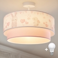 Brilagi - LED Dziecięcy Przysufitowy żyrandol BOBO 1xE27/60W/230V śr. 40 cm kremowy/różowy/zajączki