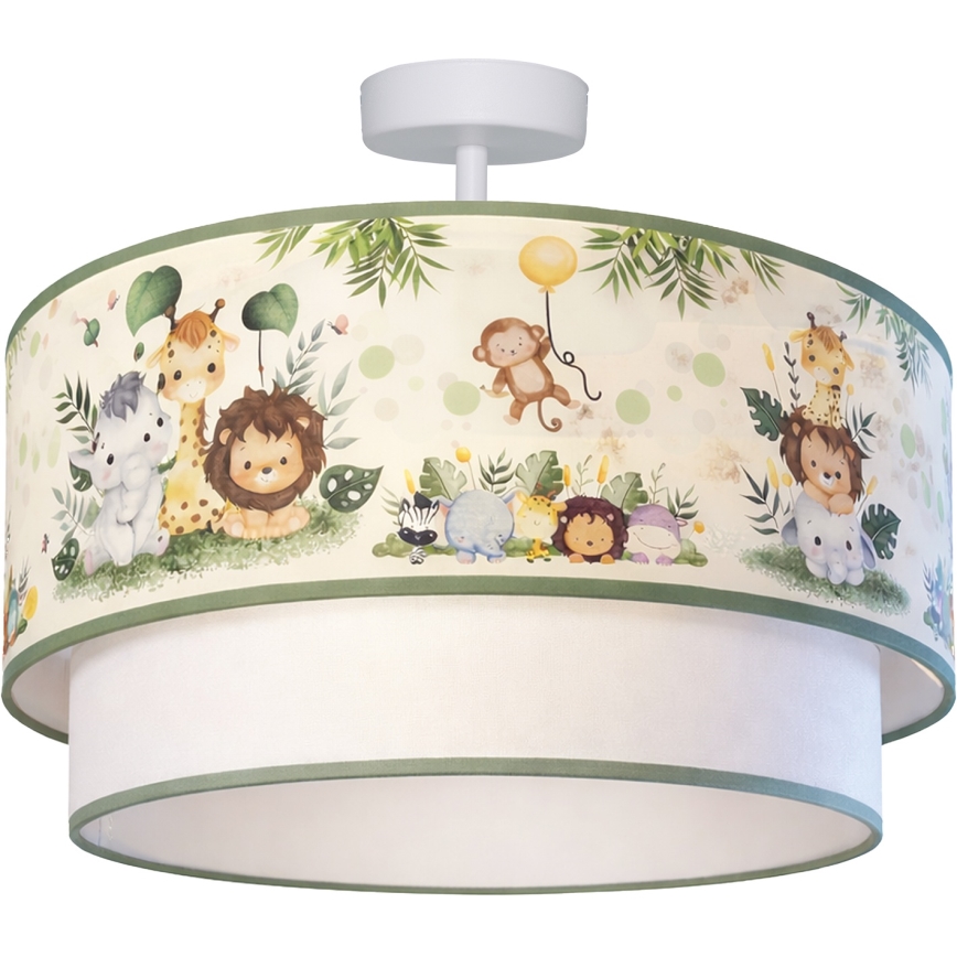 Brilagi - Przysufitowy żyrandol LED dla dzieci BOBO 1xE27/60W/230V śr. 40 cm kremowy/zielony/dżungla