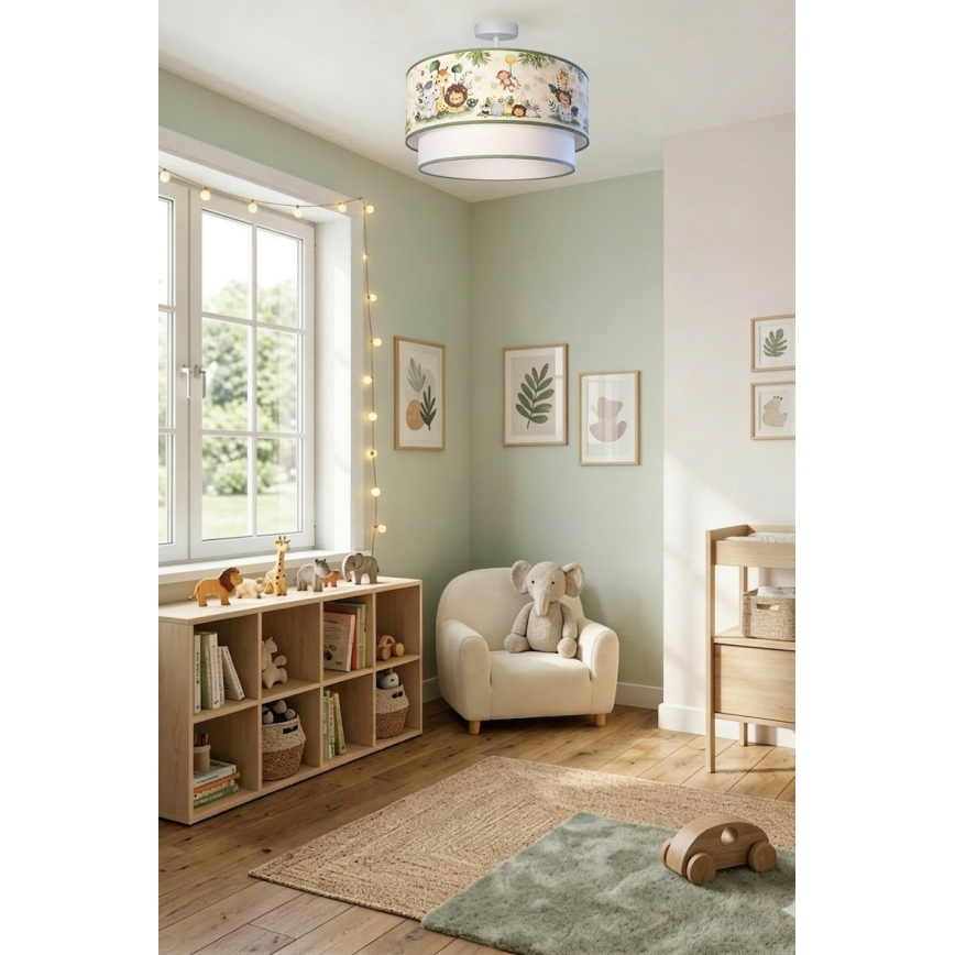 Brilagi - Przysufitowy żyrandol LED dla dzieci BOBO 1xE27/60W/230V śr. 40 cm kremowy/zielony/dżungla