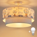Brilagi - LED dziecięcy przysufitowy żyrandol BOBO 1xE27/60W/230V średnica 40 cm kremowy/niebieski/z motywem misiów