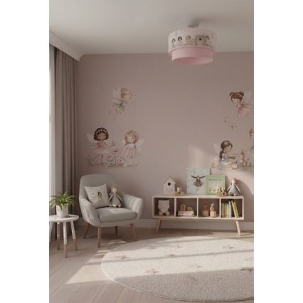 Brilagi - LED Dziecięcy przysufitowy żyrandol BOBO 1xE27/60W/230V średnica 40 cm różowa/wróżki