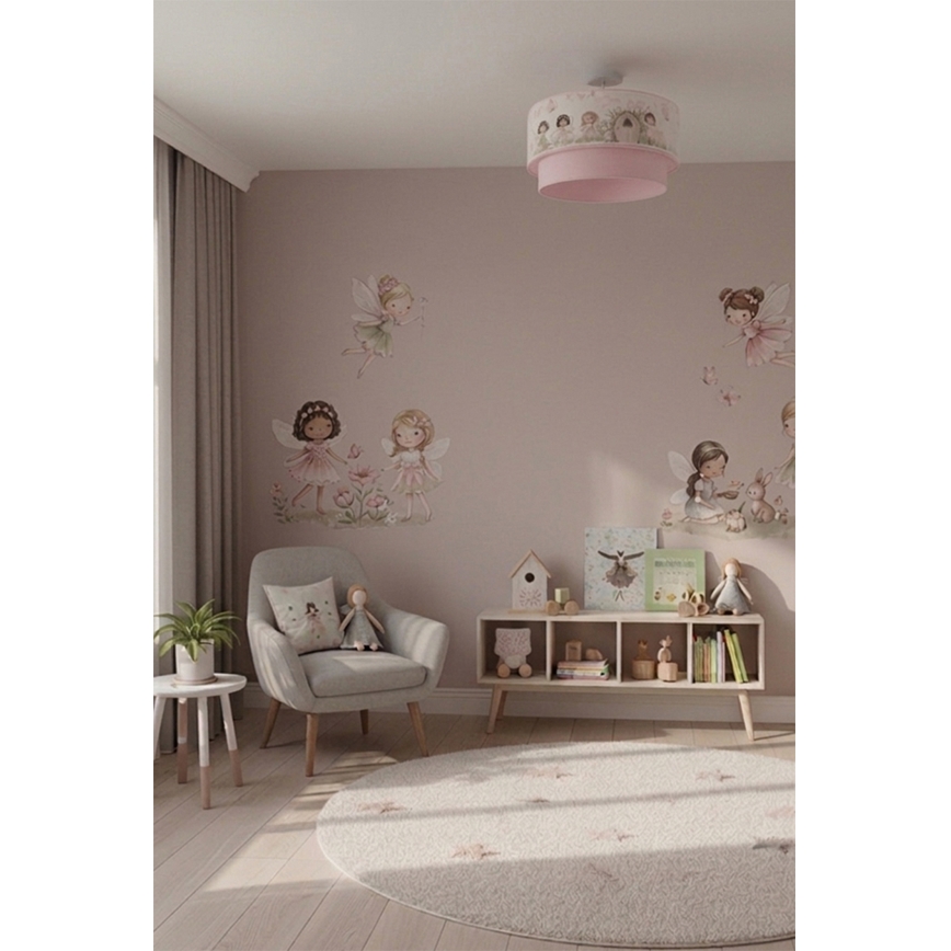 Brilagi - LED Dziecięcy przysufitowy żyrandol BOBO 1xE27/60W/230V średnica 40 cm różowa/wróżki