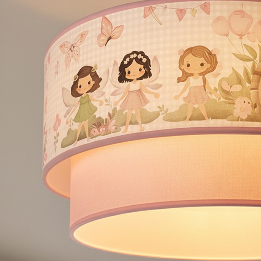 Brilagi - LED Dziecięcy przysufitowy żyrandol BOBO 1xE27/60W/230V średnica 40 cm różowa/wróżki