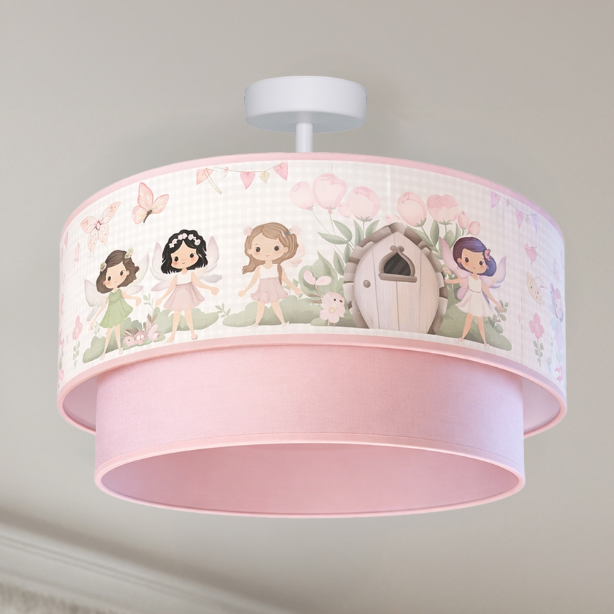 Brilagi - LED Dziecięcy przysufitowy żyrandol BOBO 1xE27/60W/230V średnica 40 cm różowa/wróżki