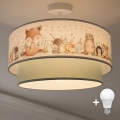 Brilagi - LED Dziecięcy Przysufitowy Żyrandol BOBO 1xE27/60W/230V Ø 40 cm biały/zielony/z motywem zwierzątek