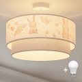 Brilagi - LED dziecięcy przysufitowy żyrandol BOBO 1xE27/60W/230V Ø 40 cm kremowy/szary/z króliczkami