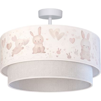 Brilagi - LED dziecięcy przysufitowy żyrandol BOBO 1xE27/60W/230V Ø 40 cm kremowy/szary/z króliczkami