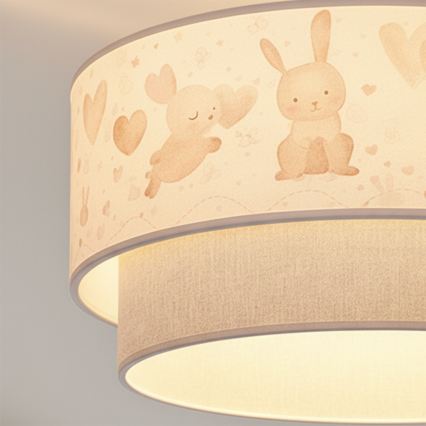Brilagi - LED dziecięcy przysufitowy żyrandol BOBO 1xE27/60W/230V Ø 40 cm kremowy/szary/z króliczkami