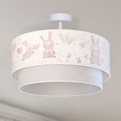 Brilagi - LED dziecięcy przysufitowy żyrandol BOBO 1xE27/60W/230V Ø 40 cm kremowy/szary/z króliczkami