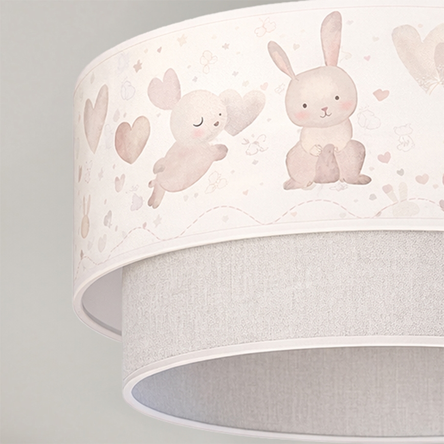 Brilagi - LED dziecięcy przysufitowy żyrandol BOBO 1xE27/60W/230V Ø 40 cm kremowy/szary/z króliczkami
