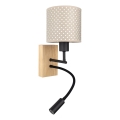 Brilagi - LED dziecięcy regulowany kinkiet BOBO WOOD 1xE27/25W/230V + LED/3W dąb/czarny/beżowy/w kropki
