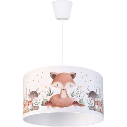 Brilagi - LED Dziecięcy żyrandol na lince BOBO 1xE27/10W/230V śr. 35 cm biały/zwierzątka