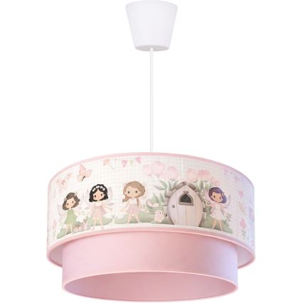 Brilagi - LED Dziecięcy żyrandol na lince BOBO 1xE27/10W/230V śr. 40 cm różowy/wróżki