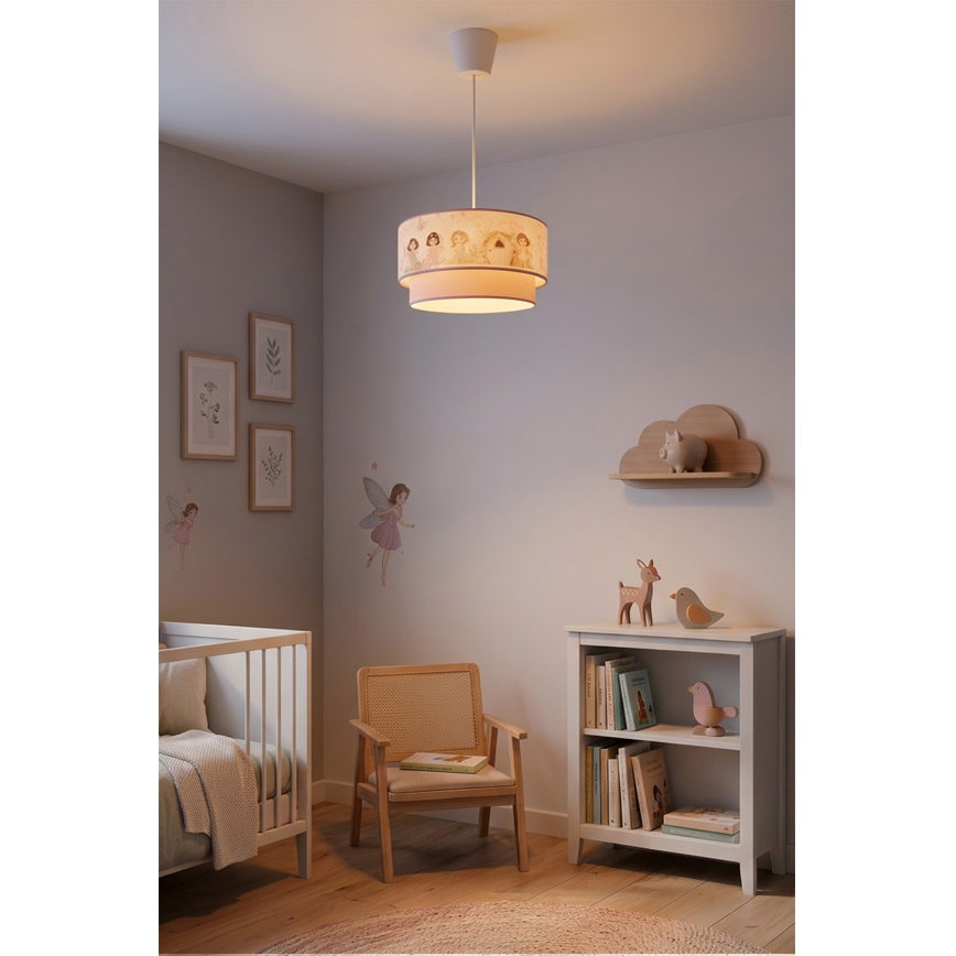 Brilagi - LED Dziecięcy żyrandol na lince BOBO 1xE27/10W/230V śr. 40 cm różowy/wróżki