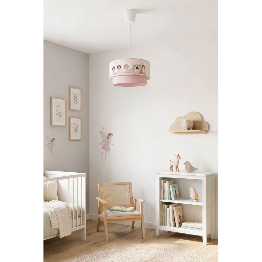 Brilagi - LED Dziecięcy żyrandol na lince BOBO 1xE27/10W/230V śr. 40 cm różowy/wróżki