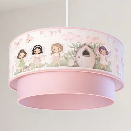 Brilagi - LED Dziecięcy żyrandol na lince BOBO 1xE27/10W/230V śr. 40 cm różowy/wróżki
