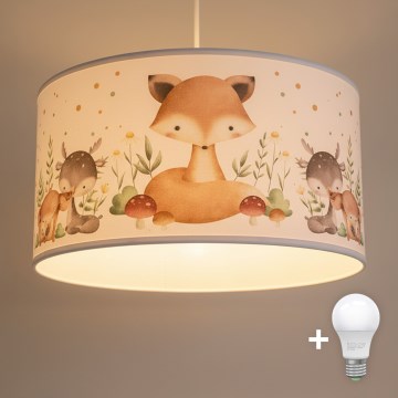 Brilagi - LED Dziecięcy żyrandol na lince BOBO 1xE27/60W/230V śr. 35 cm biały/zwierzątka