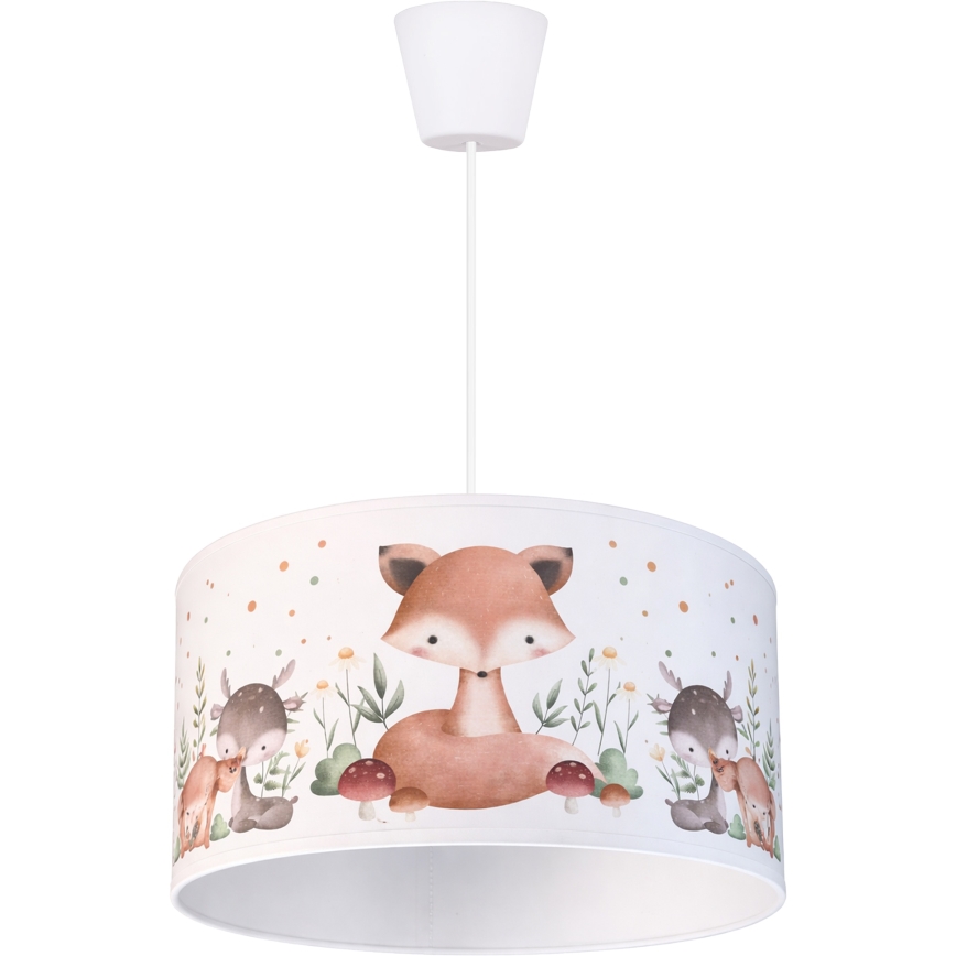 Brilagi - LED Dziecięcy żyrandol na lince BOBO 1xE27/60W/230V śr. 35 cm biały/zwierzątka