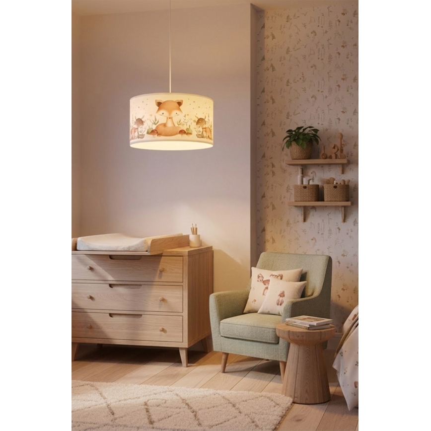 Brilagi - LED Dziecięcy żyrandol na lince BOBO 1xE27/60W/230V śr. 35 cm biały/zwierzątka