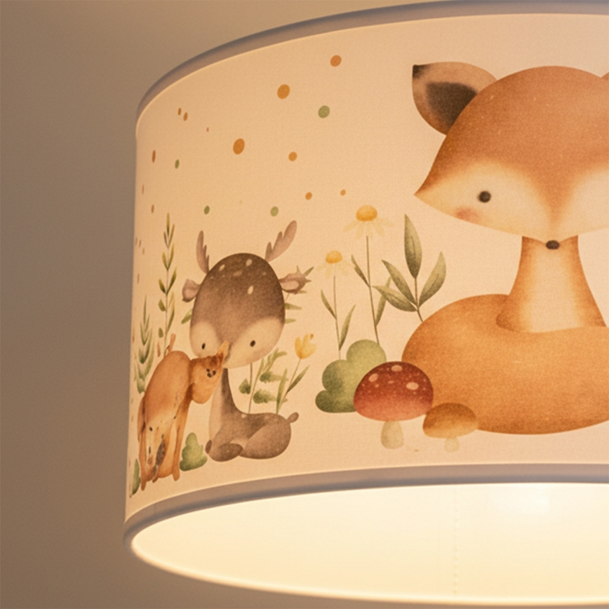 Brilagi - LED Dziecięcy żyrandol na lince BOBO 1xE27/60W/230V śr. 35 cm biały/zwierzątka