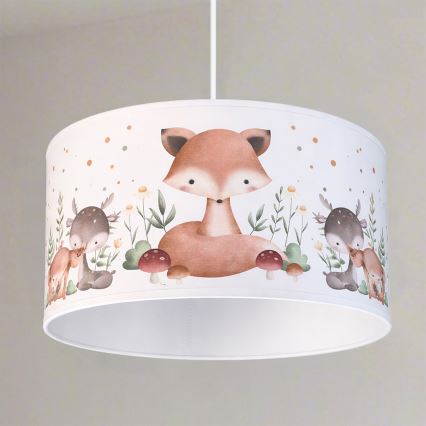 Brilagi - LED Dziecięcy żyrandol na lince BOBO 1xE27/60W/230V śr. 35 cm biały/zwierzątka