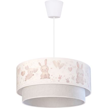 BRILAGI - LED dziecięcy żyrandol na przewodzie BOBO 1xE27/60W/230V Ø 40 cm kremowy/szary/króliczki
