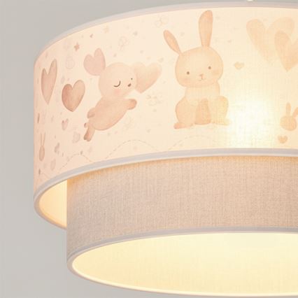 BRILAGI - LED dziecięcy żyrandol na przewodzie BOBO 1xE27/60W/230V Ø 40 cm kremowy/szary/króliczki