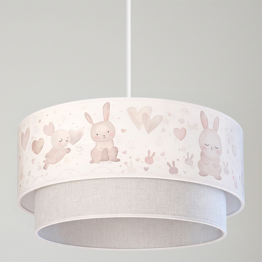 BRILAGI - LED dziecięcy żyrandol na przewodzie BOBO 1xE27/60W/230V Ø 40 cm kremowy/szary/króliczki