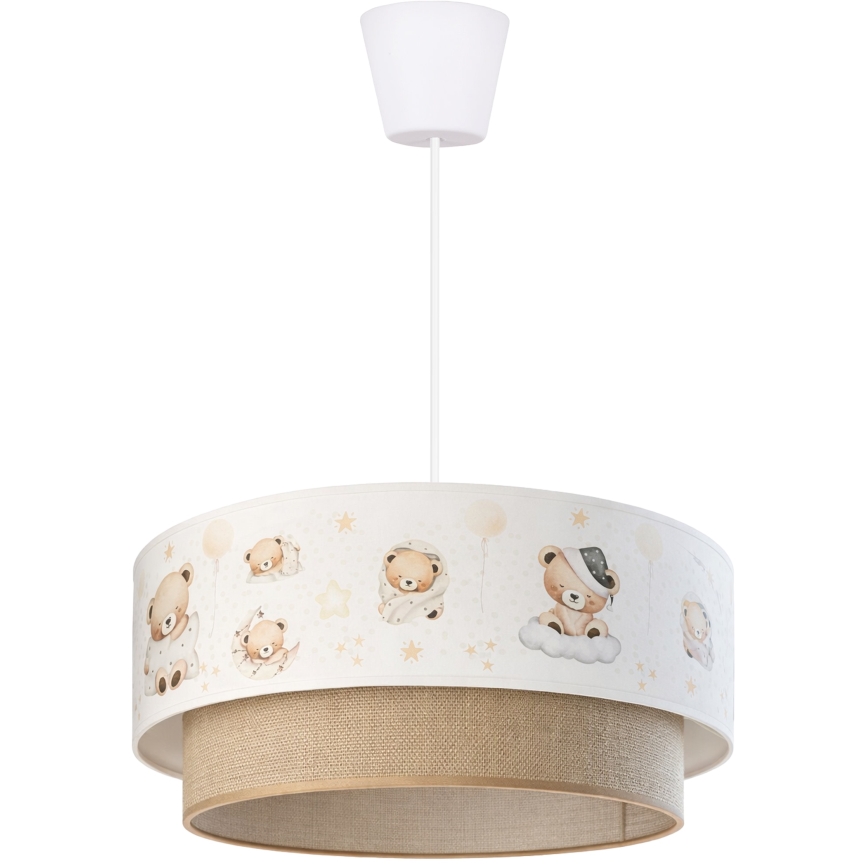 Brilagi - dziecięca lampa wisząca LED na przewodzie BOBO 1xE27/60W/230V śr. 40 cm biała/beżowa/z misiami