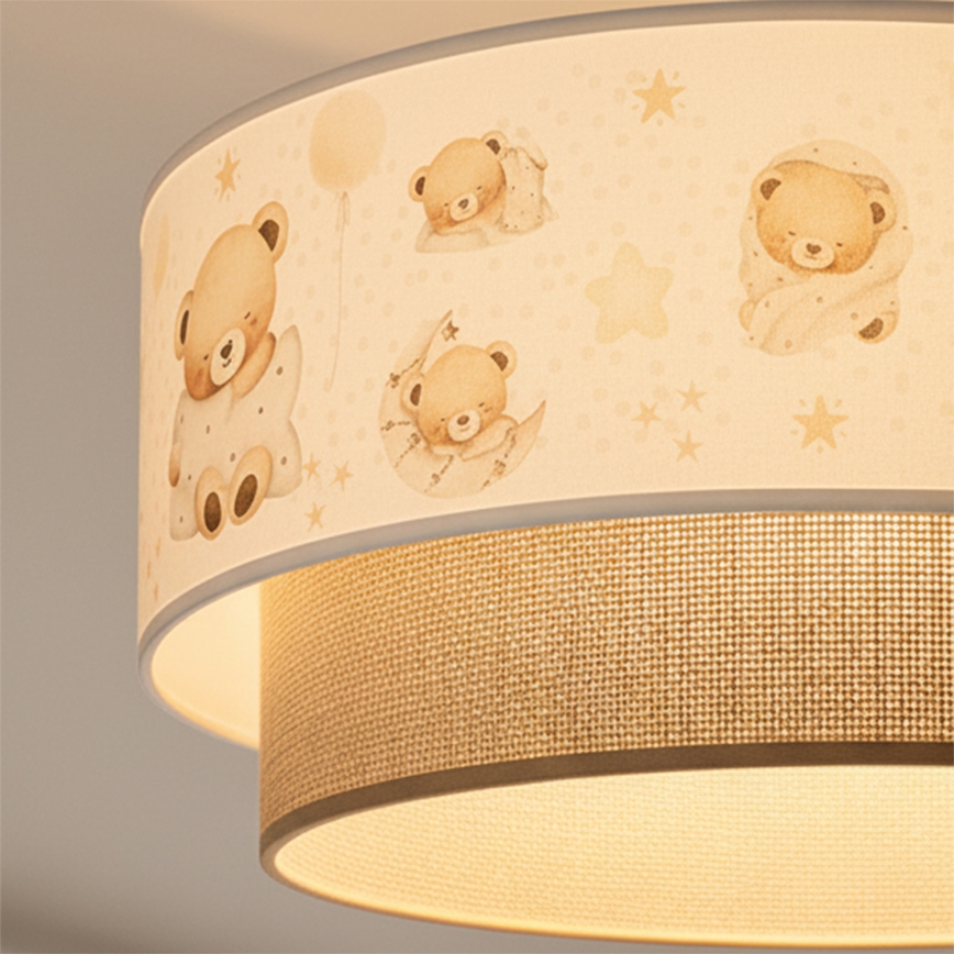 Brilagi - dziecięca lampa wisząca LED na przewodzie BOBO 1xE27/60W/230V śr. 40 cm biała/beżowa/z misiami