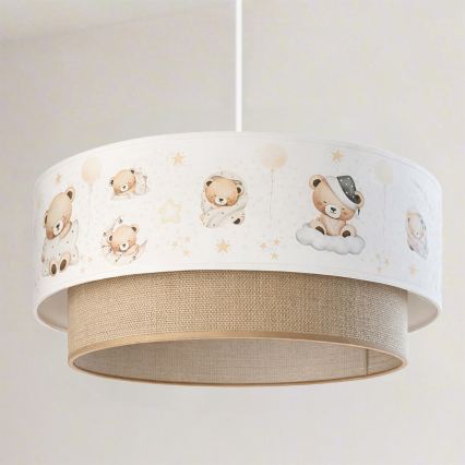 Brilagi - dziecięca lampa wisząca LED na przewodzie BOBO 1xE27/60W/230V śr. 40 cm biała/beżowa/z misiami