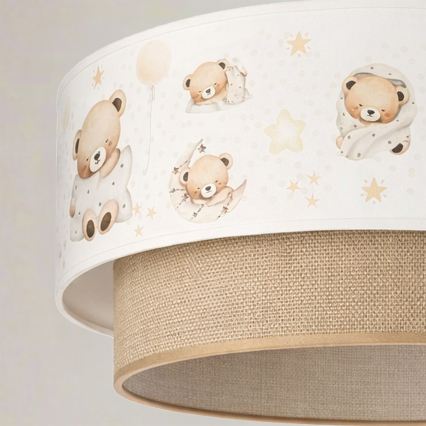 Brilagi - dziecięca lampa wisząca LED na przewodzie BOBO 1xE27/60W/230V śr. 40 cm biała/beżowa/z misiami