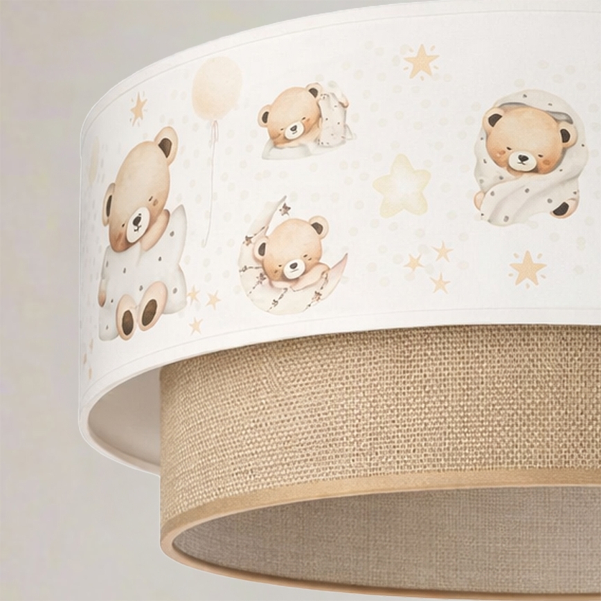 Brilagi - dziecięca lampa wisząca LED na przewodzie BOBO 1xE27/60W/230V śr. 40 cm biała/beżowa/z misiami
