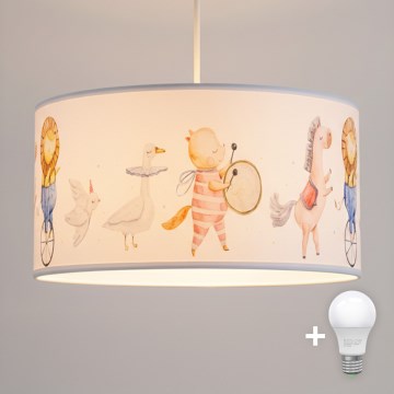 Brilagi - LED dziecięcy żyrandol na linku BOBO 1xE27/10W/230V pr. 35 cm biały/zwierzątka