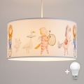 Brilagi - LED dziecięcy żyrandol na linku BOBO 1xE27/60W/230V pr. 35 cm biały/zwierzątka