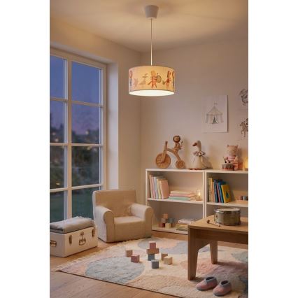 Brilagi - LED dziecięcy żyrandol na linku BOBO 1xE27/60W/230V pr. 35 cm biały/zwierzątka