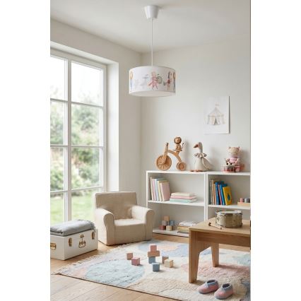 Brilagi - LED dziecięcy żyrandol na linku BOBO 1xE27/60W/230V pr. 35 cm biały/zwierzątka